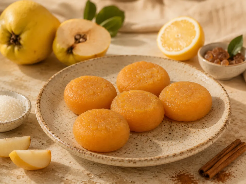 Cotognata siciliana Valgusto servita al piatto con mele cotogne
